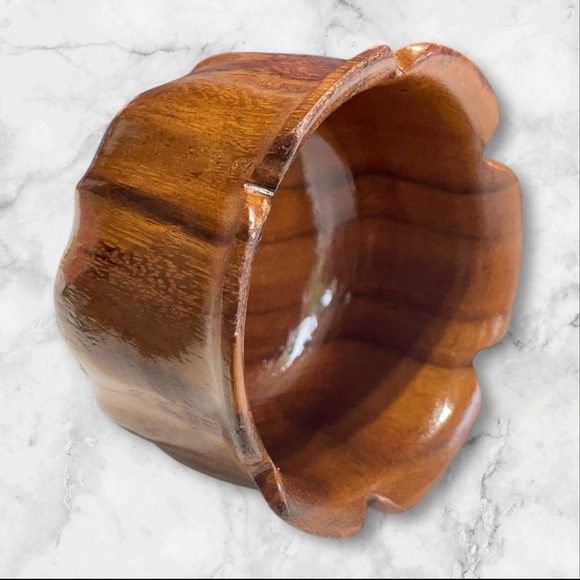 Kamagong Wood Carved Flower Design TrPlant Pot - Bowl- Vintage 5”W x 3”T - Picture 8 of 11